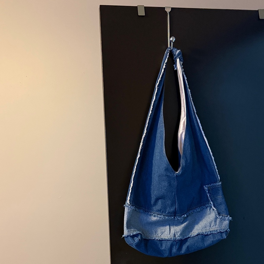 Stylish Blue Denim  patchwork Hobo Bag